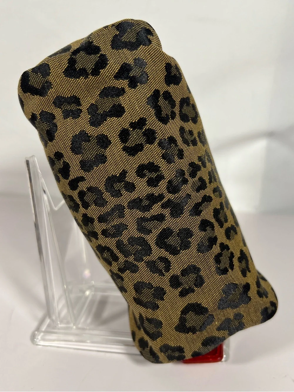 Authentic Fendi Leopard Print Cosmetic Pouch in Tan and Black,